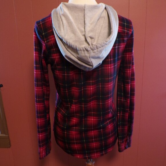 RUE 21 POLLY & ESTHER NWT Women's Light Weight Plaid Pull Over Hoodie Size SMALL - Picture 2 of 4